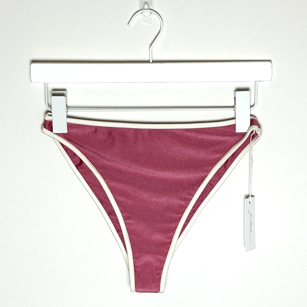NWT Juillet‎ The Eddie High Cut Bikini Bottoms in Dusty Rose and Ivory Size S